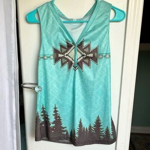 Aztec print shirt blue